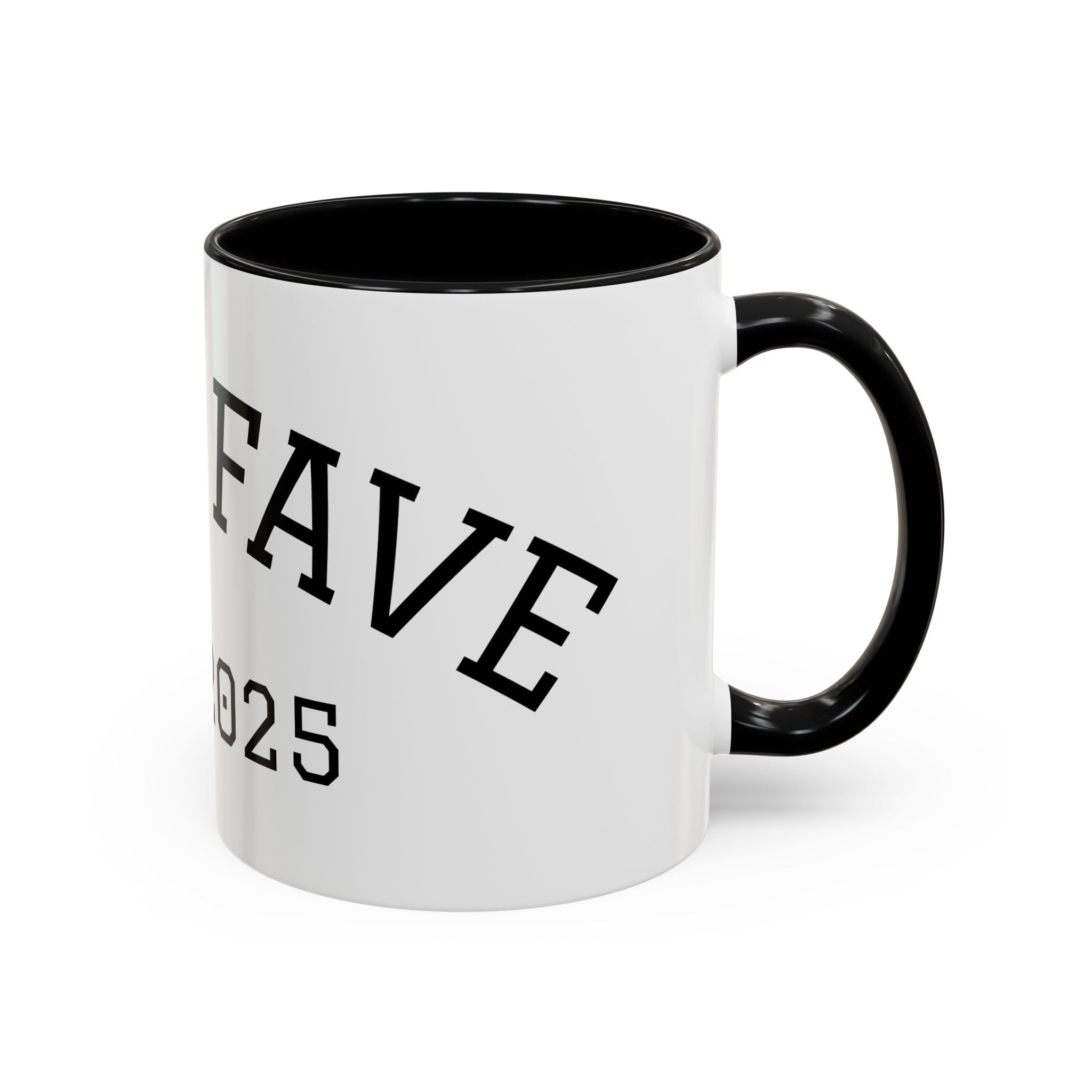 Accent Coffee Mug – "Dad's Fave" Established 2025, Black-Handle Personalized Gift