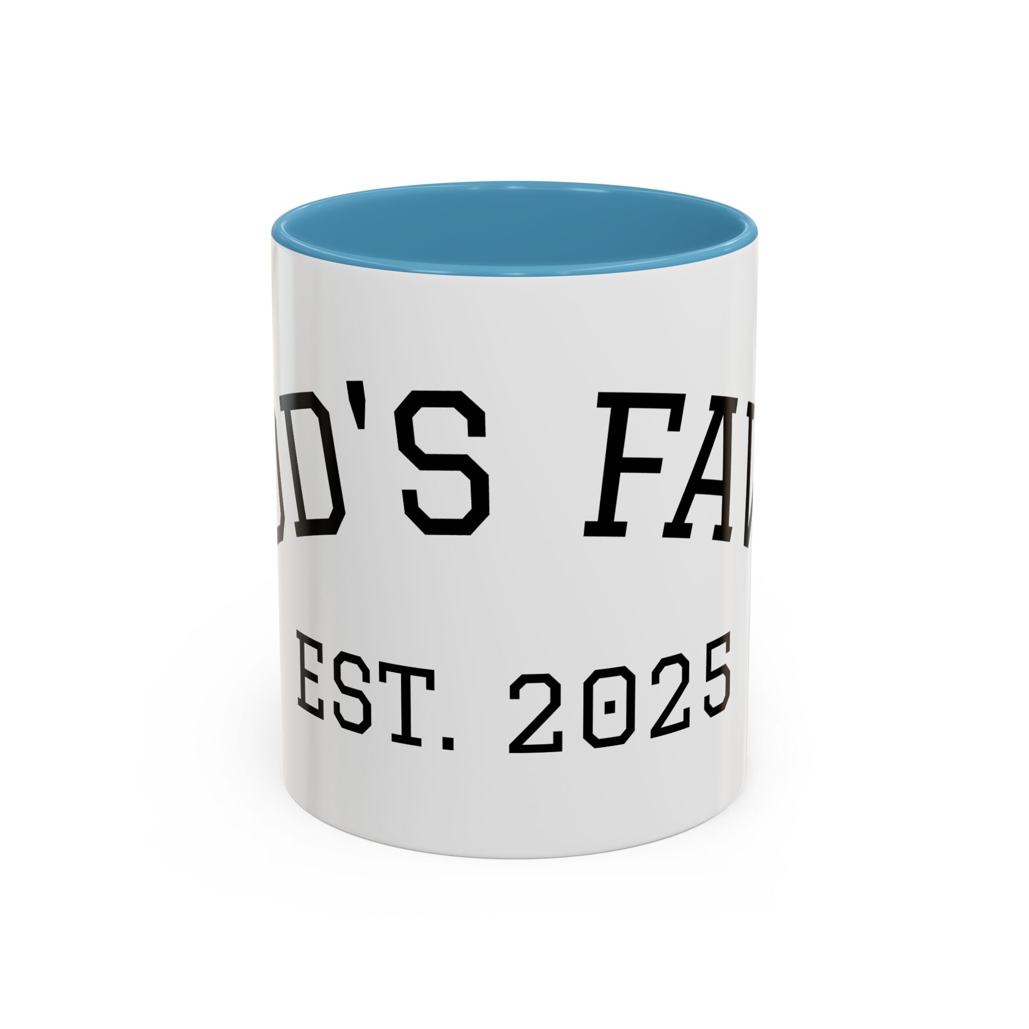Accent Coffee Mug – "Dad's Fave" Established 2025, Black-Handle Personalized Gift