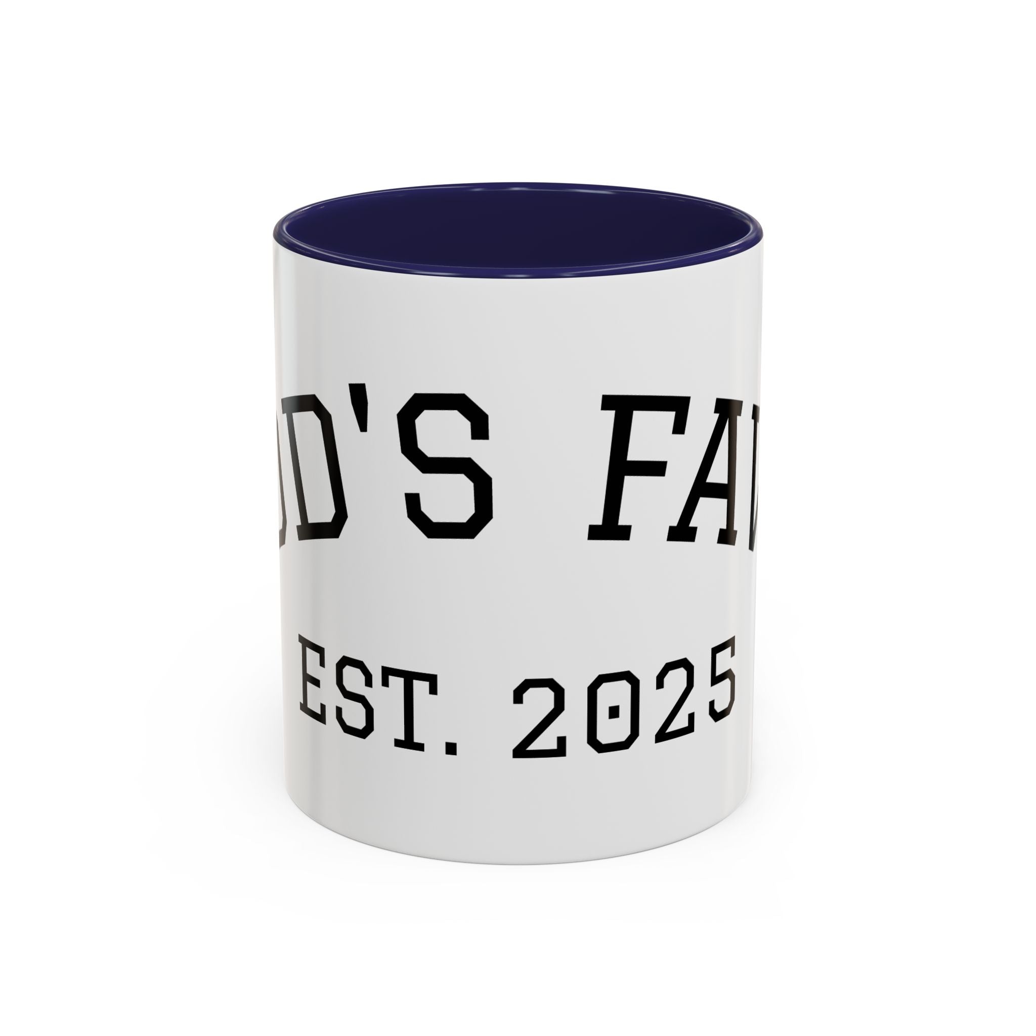 Accent Coffee Mug – "Dad's Fave" Established 2025, Black-Handle Personalized Gift