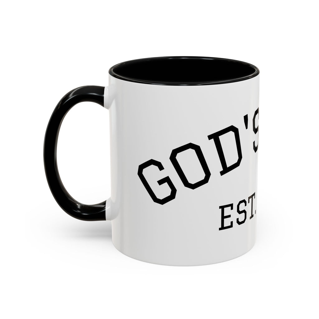 Accent Coffee Mug – "Dad's Fave" Established 2025, Black-Handle Personalized Gift