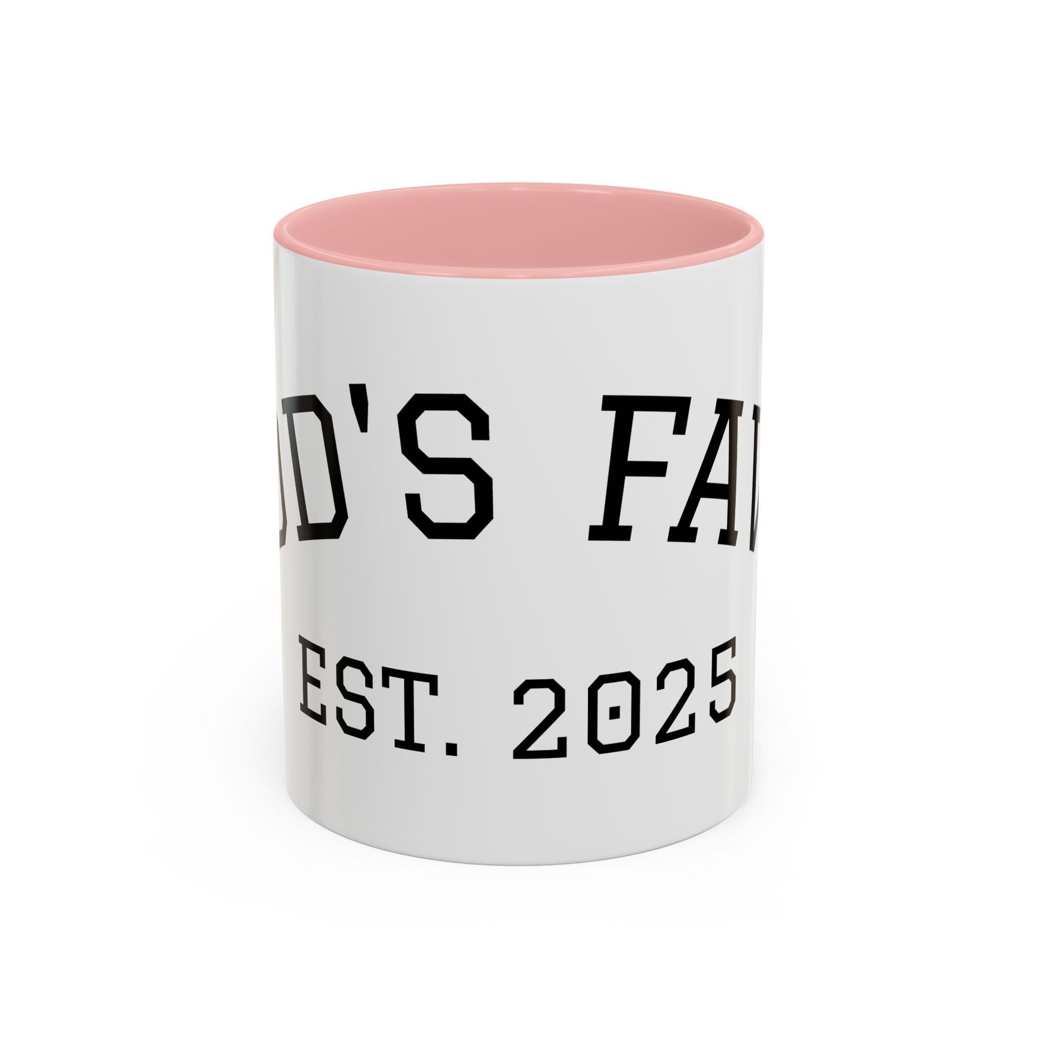 Accent Coffee Mug – "Dad's Fave" Established 2025, Black-Handle Personalized Gift