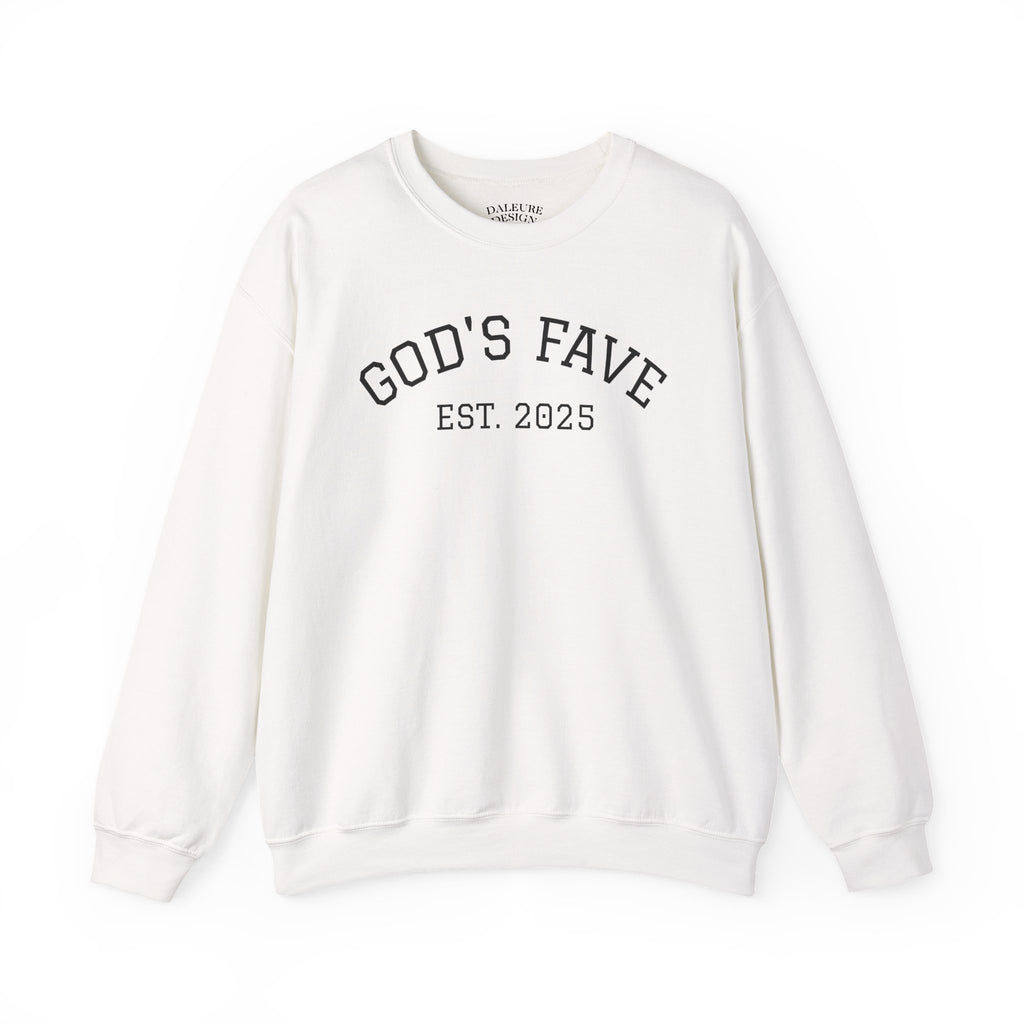 Crewneck Sweatshirt — "God's Fave" Est. 2025 with "Be the Positive" Earth Graphic