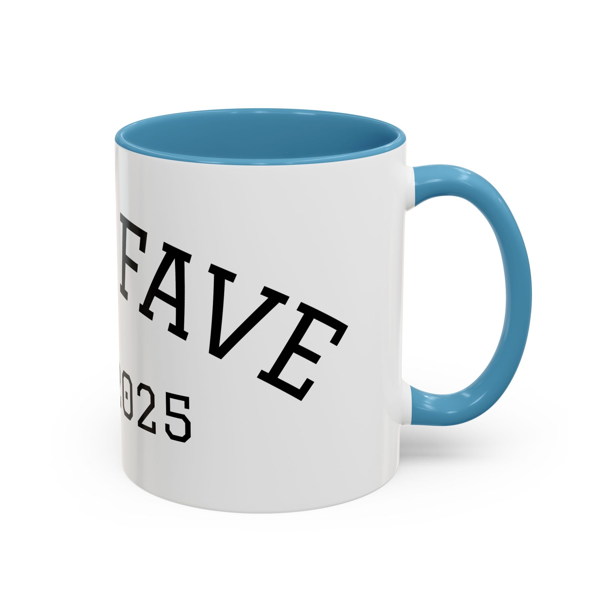 Accent Coffee Mug – "Dad's Fave" Established 2025, Black-Handle Personalized Gift