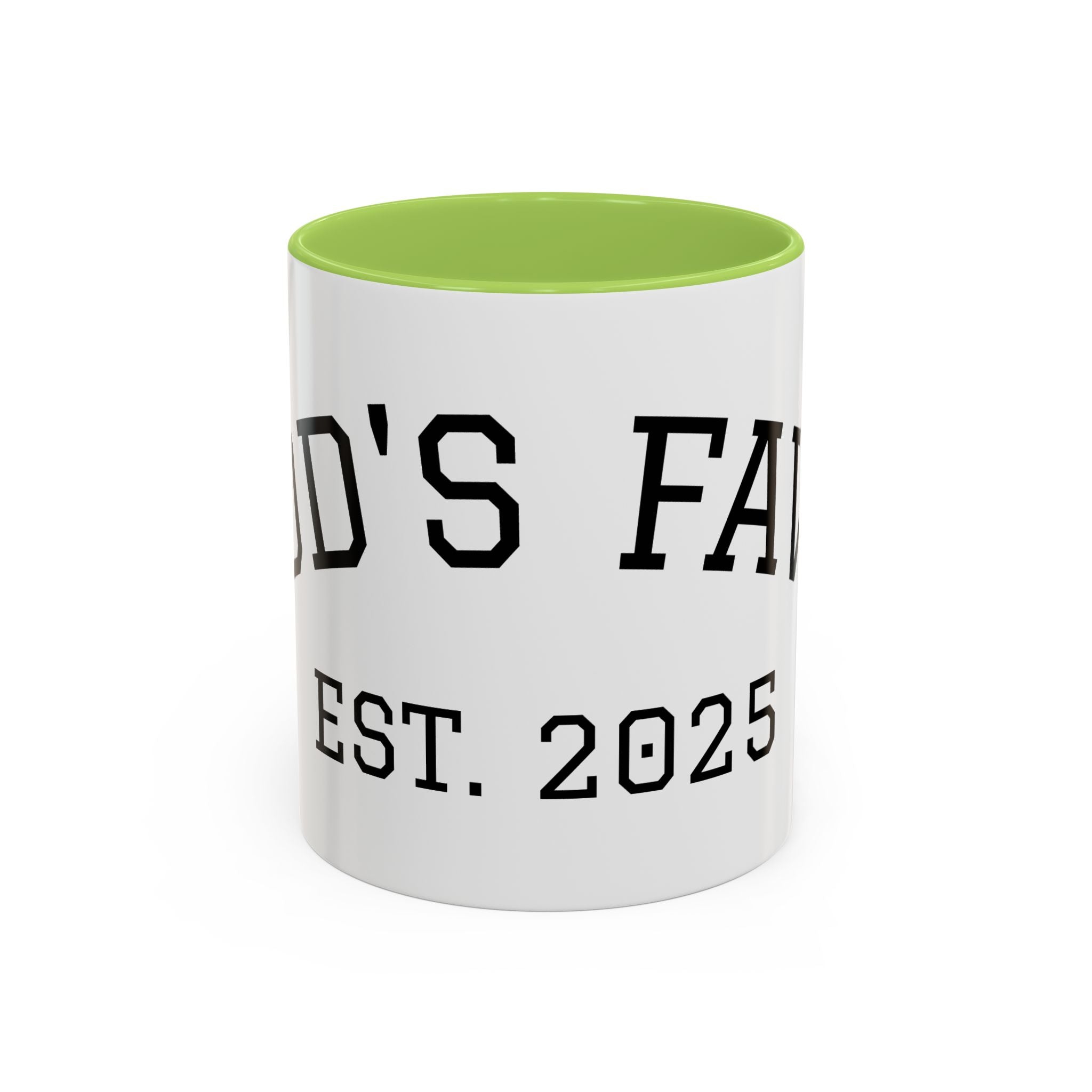 Accent Coffee Mug – "Dad's Fave" Established 2025, Black-Handle Personalized Gift