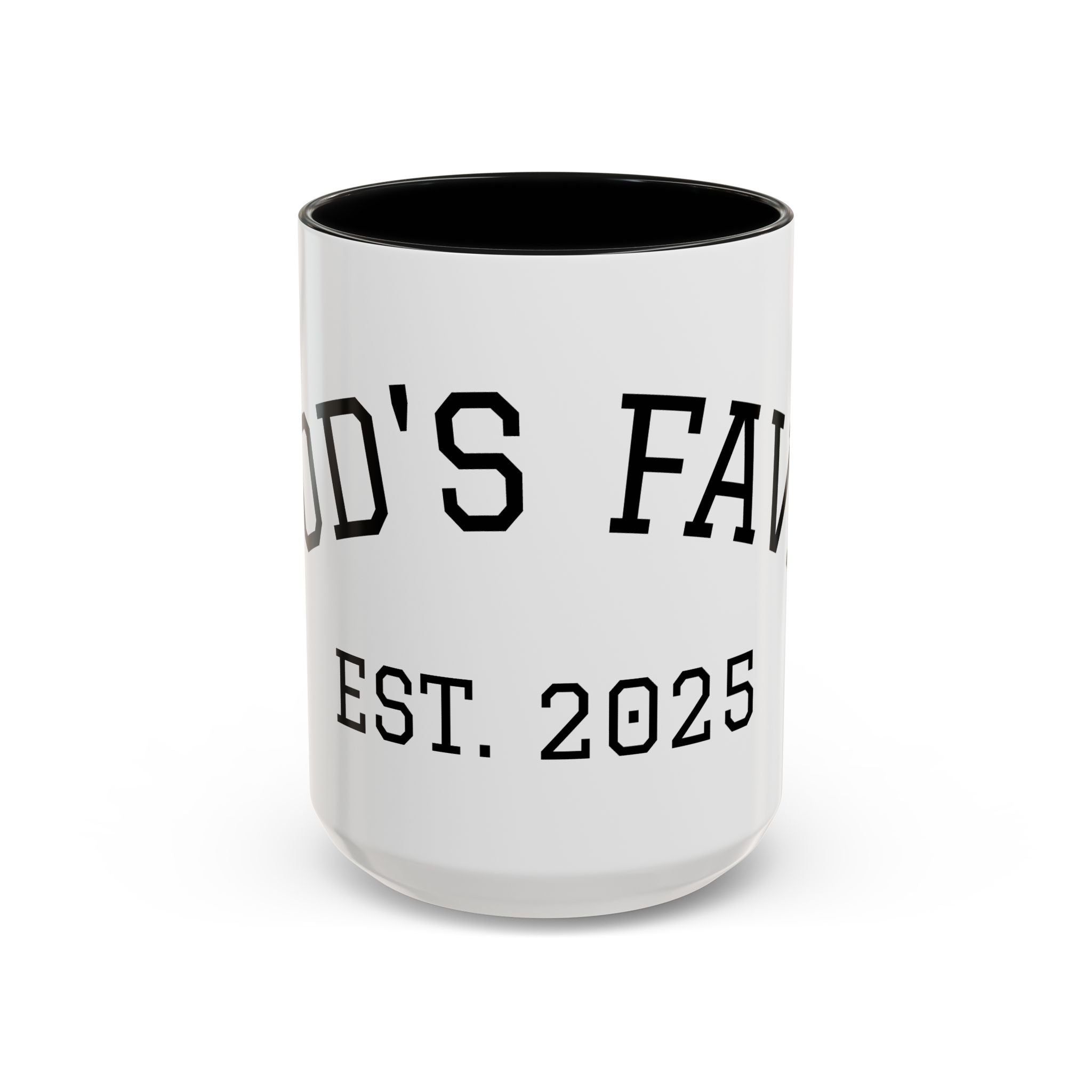 Accent Coffee Mug – "Dad's Fave" Established 2025, Black-Handle Personalized Gift