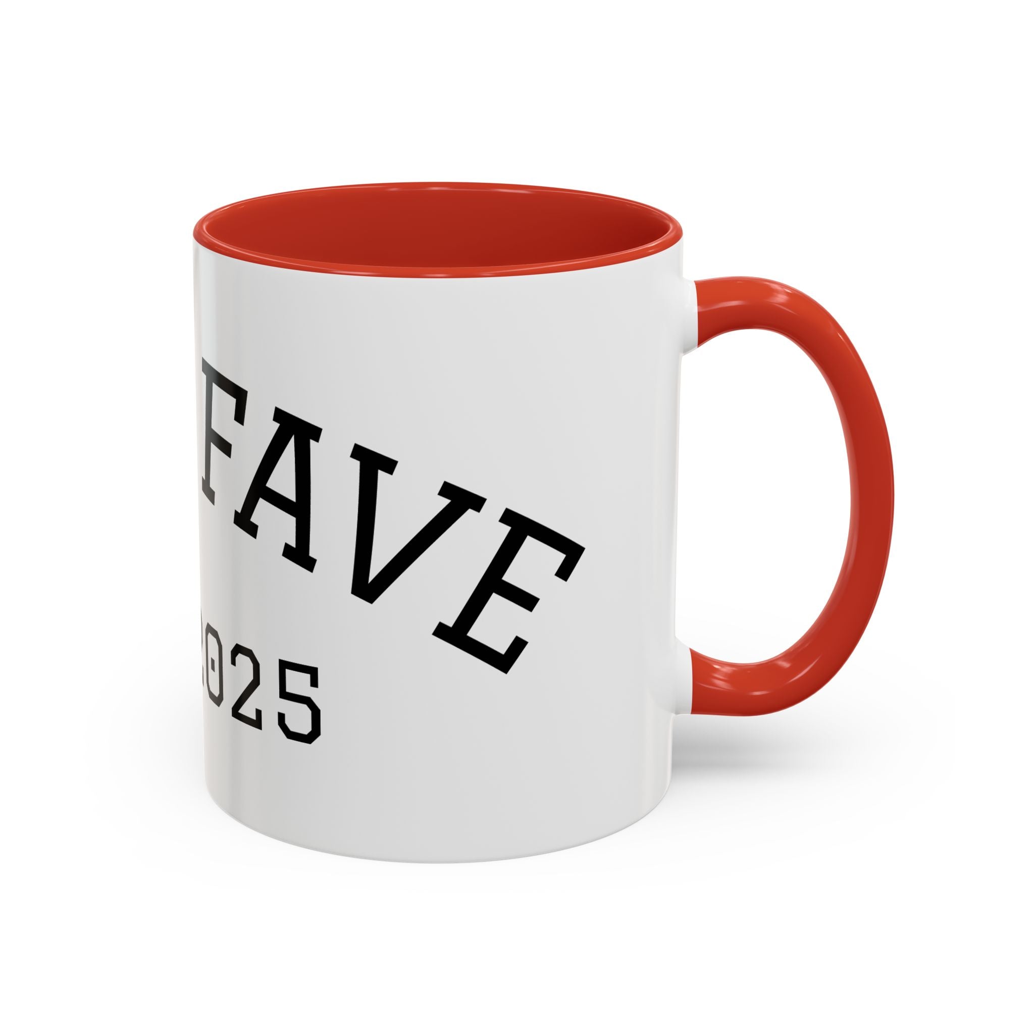 Accent Coffee Mug – "Dad's Fave" Established 2025, Black-Handle Personalized Gift