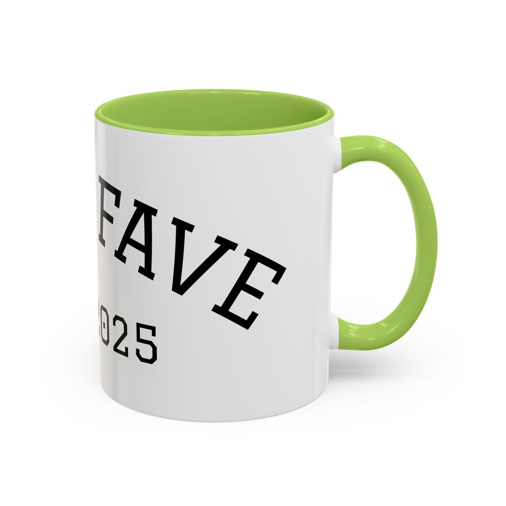 Accent Coffee Mug – "Dad's Fave" Established 2025, Black-Handle Personalized Gift