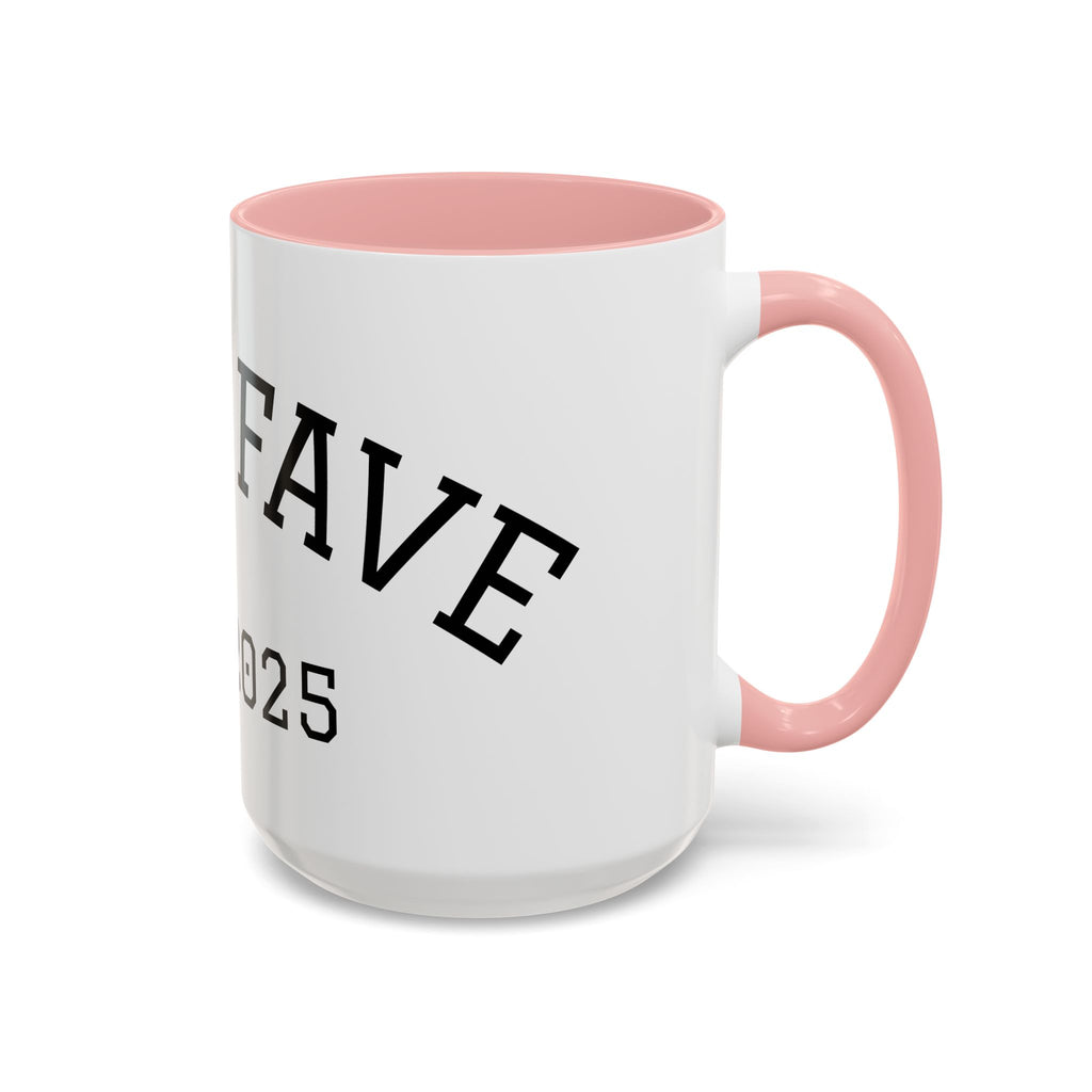 Accent Coffee Mug – "Dad's Fave" Established 2025, Black-Handle Personalized Gift