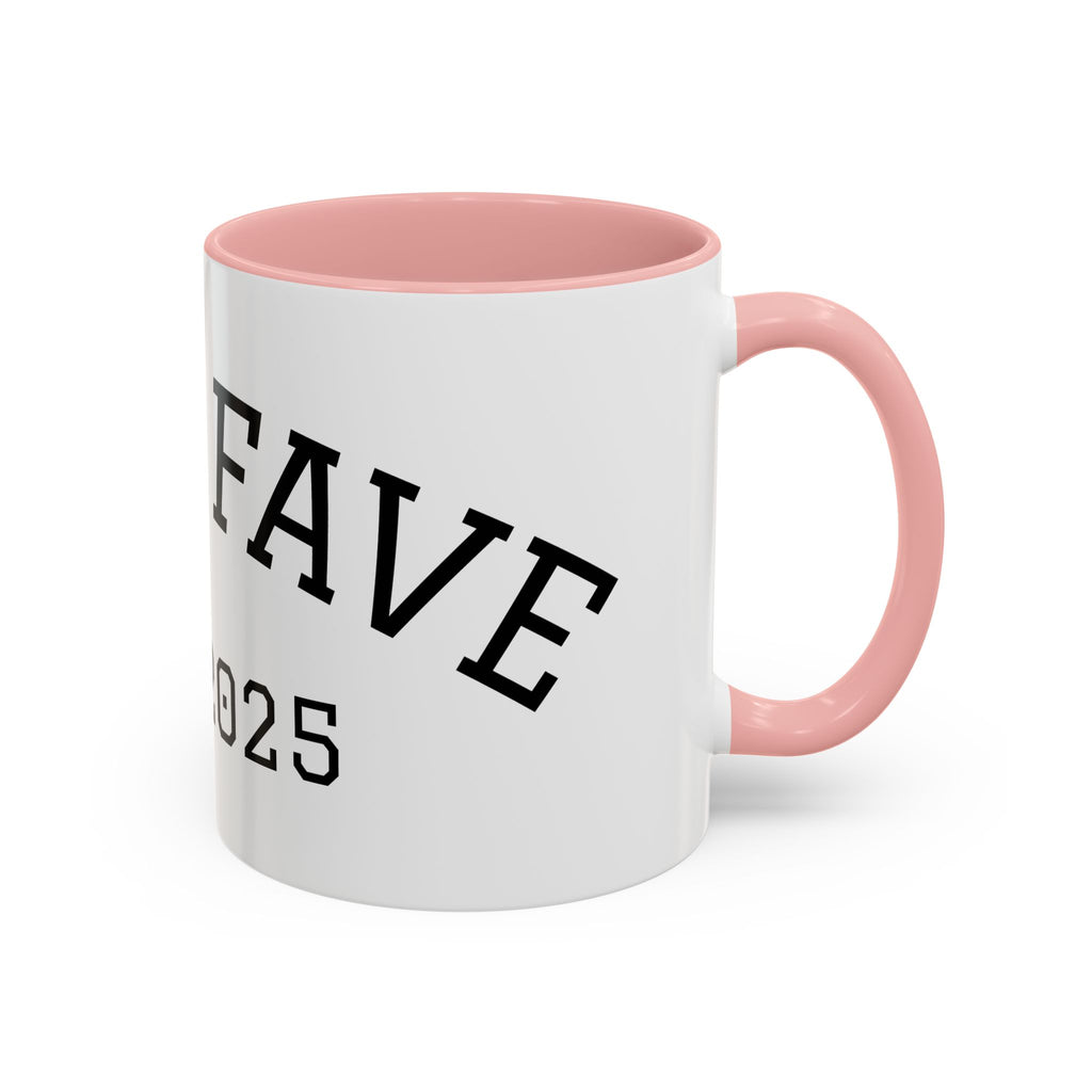 Accent Coffee Mug – "Dad's Fave" Established 2025, Black-Handle Personalized Gift