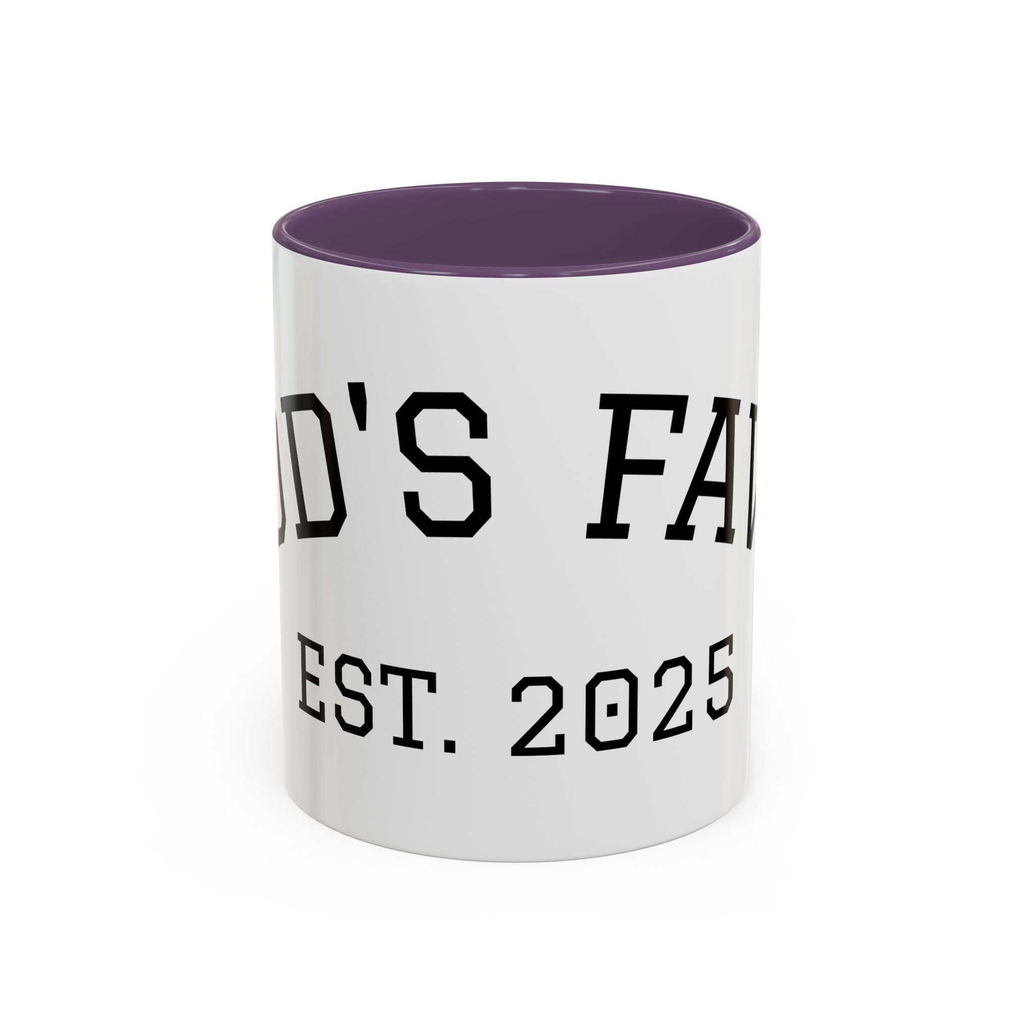Accent Coffee Mug – "Dad's Fave" Established 2025, Black-Handle Personalized Gift