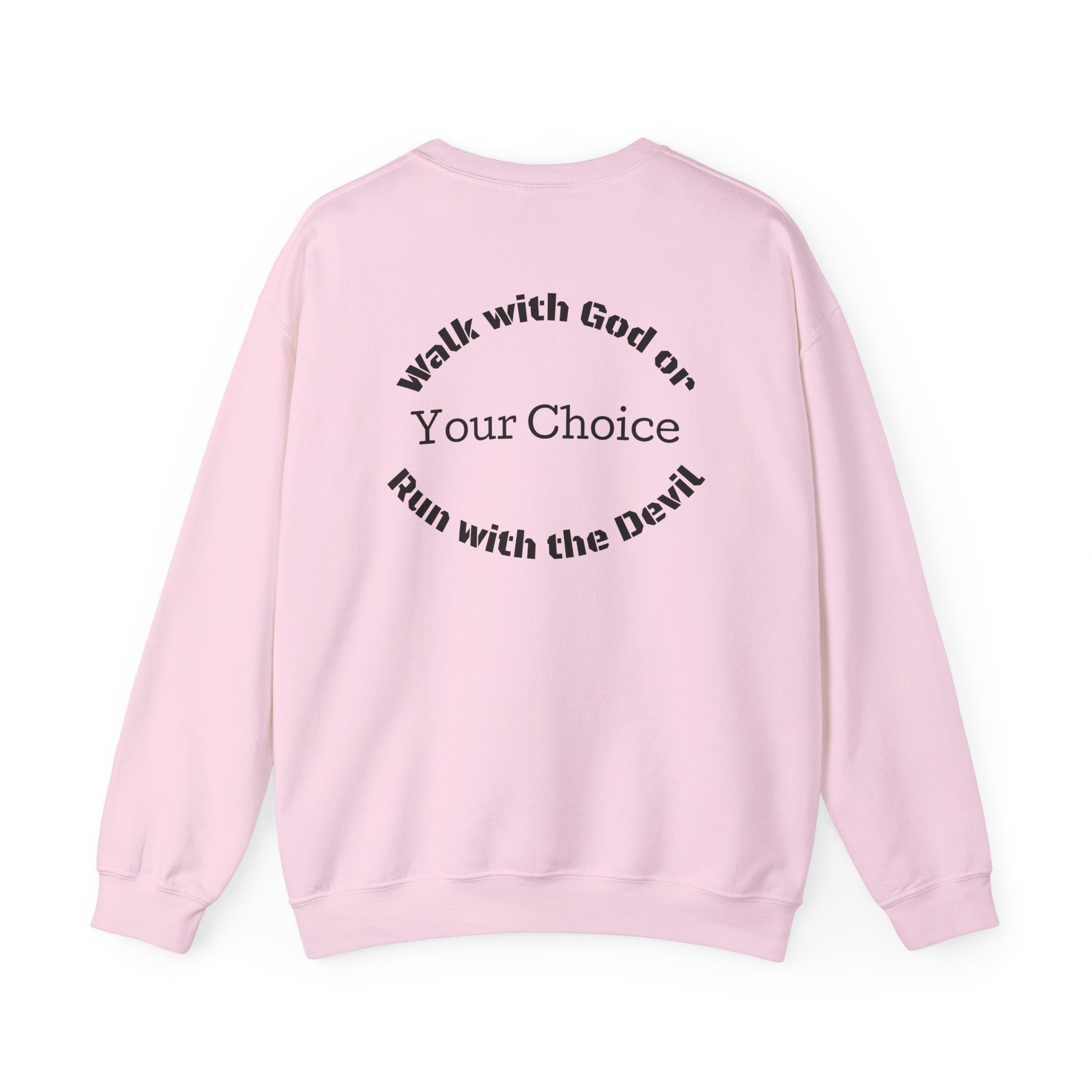 Christian Crewneck Sweatshirt — "God Gear Est. 2025" with "Walk with God or Run with the Devil" Back Design