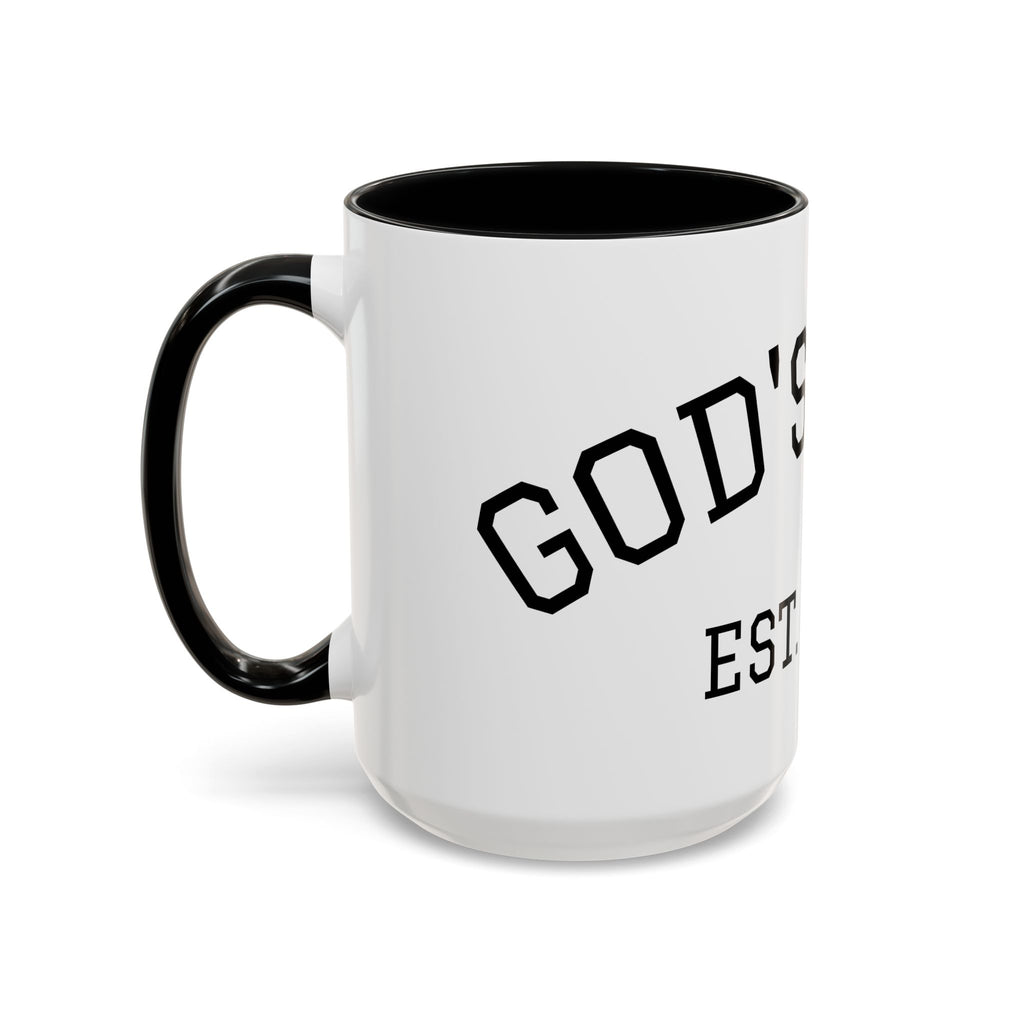 Accent Coffee Mug – "Dad's Fave" Established 2025, Black-Handle Personalized Gift