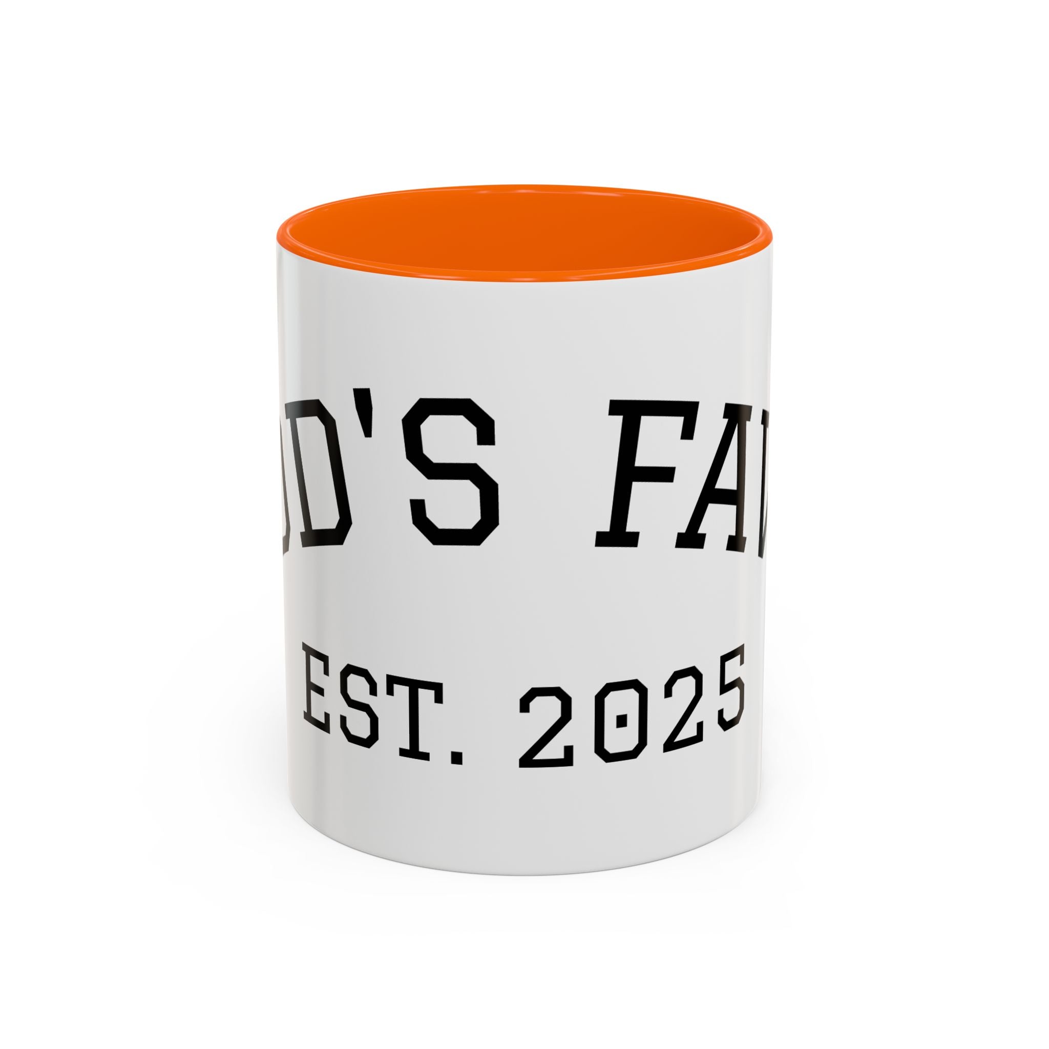 Accent Coffee Mug – "Dad's Fave" Established 2025, Black-Handle Personalized Gift