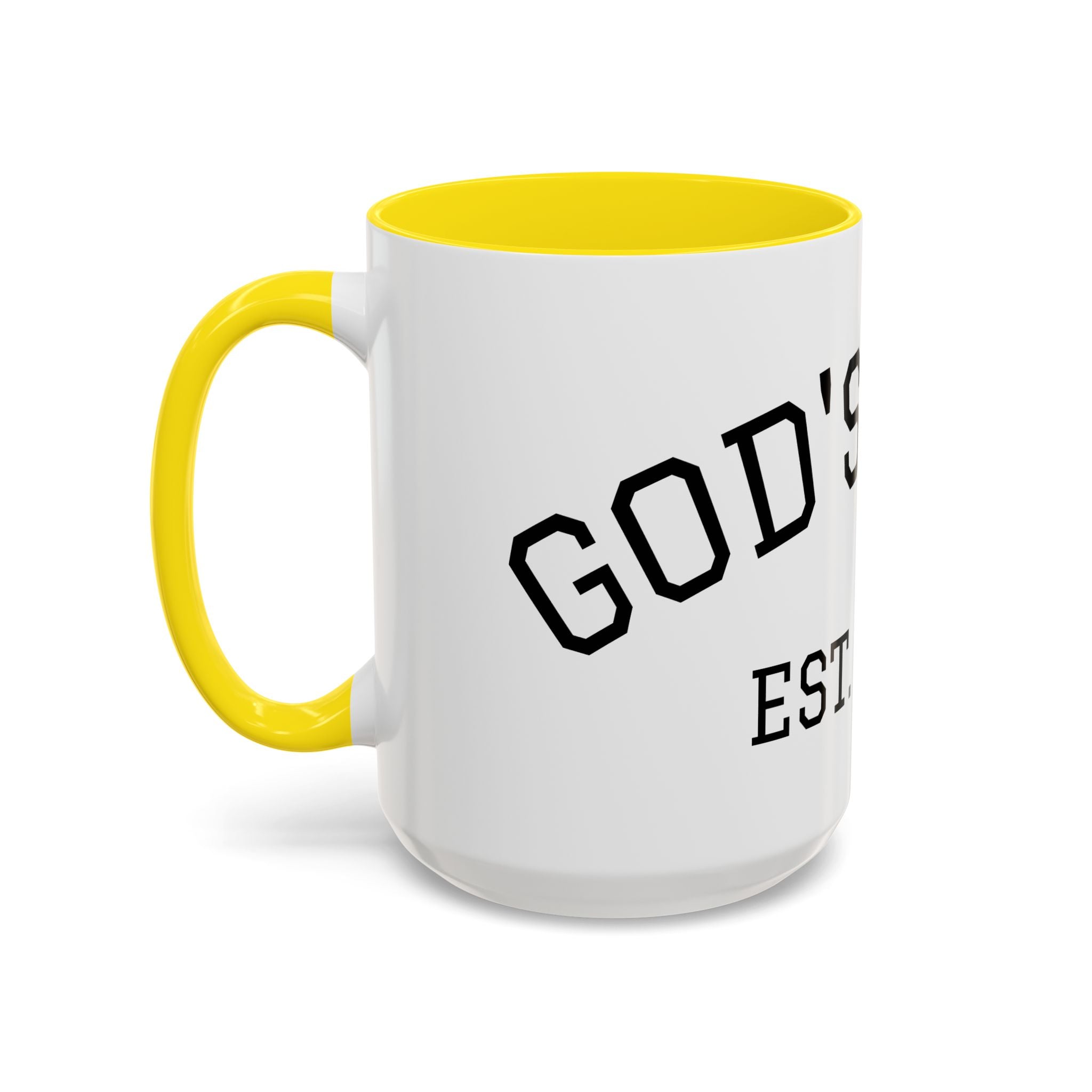 Accent Coffee Mug – "Dad's Fave" Established 2025, Black-Handle Personalized Gift