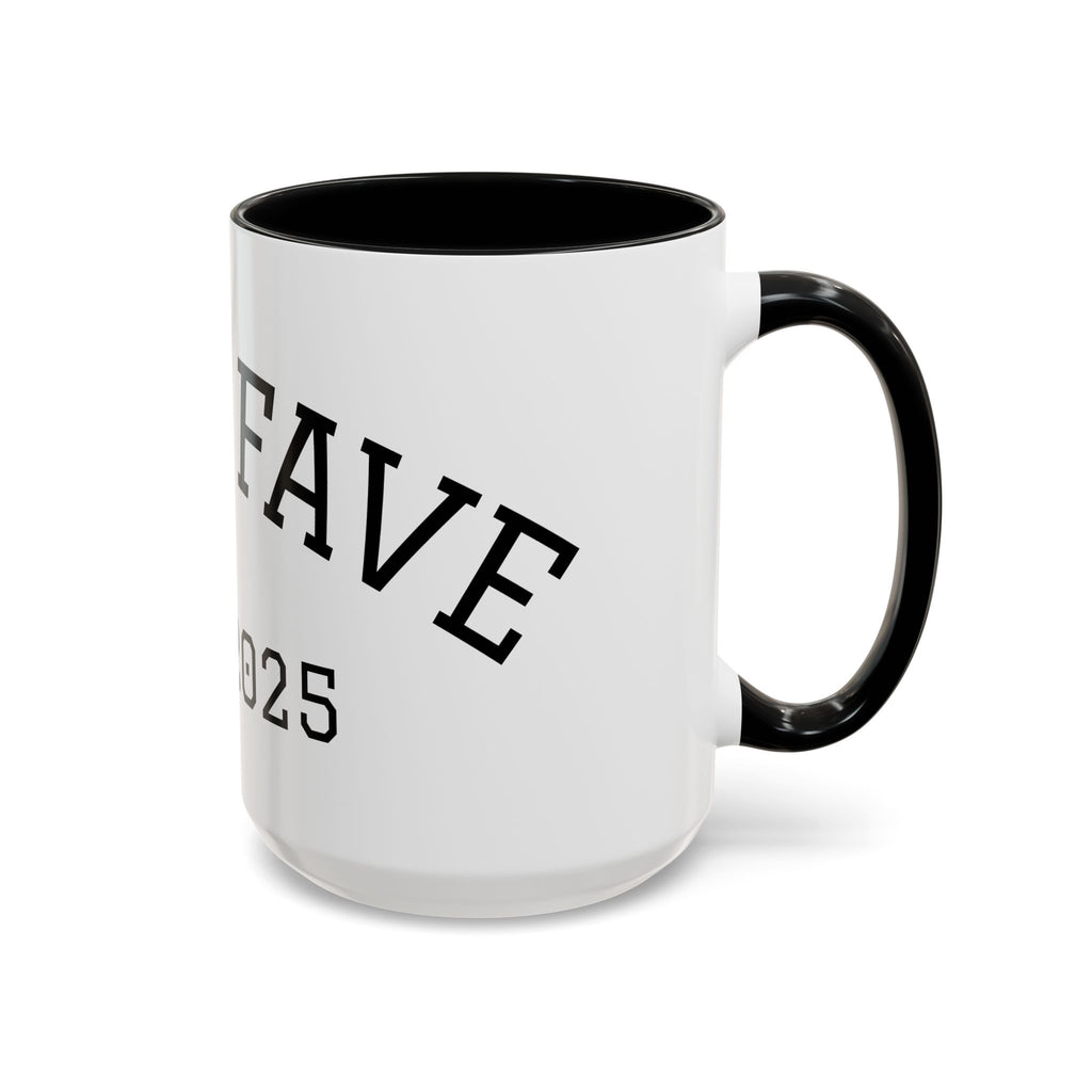 Accent Coffee Mug – "Dad's Fave" Established 2025, Black-Handle Personalized Gift