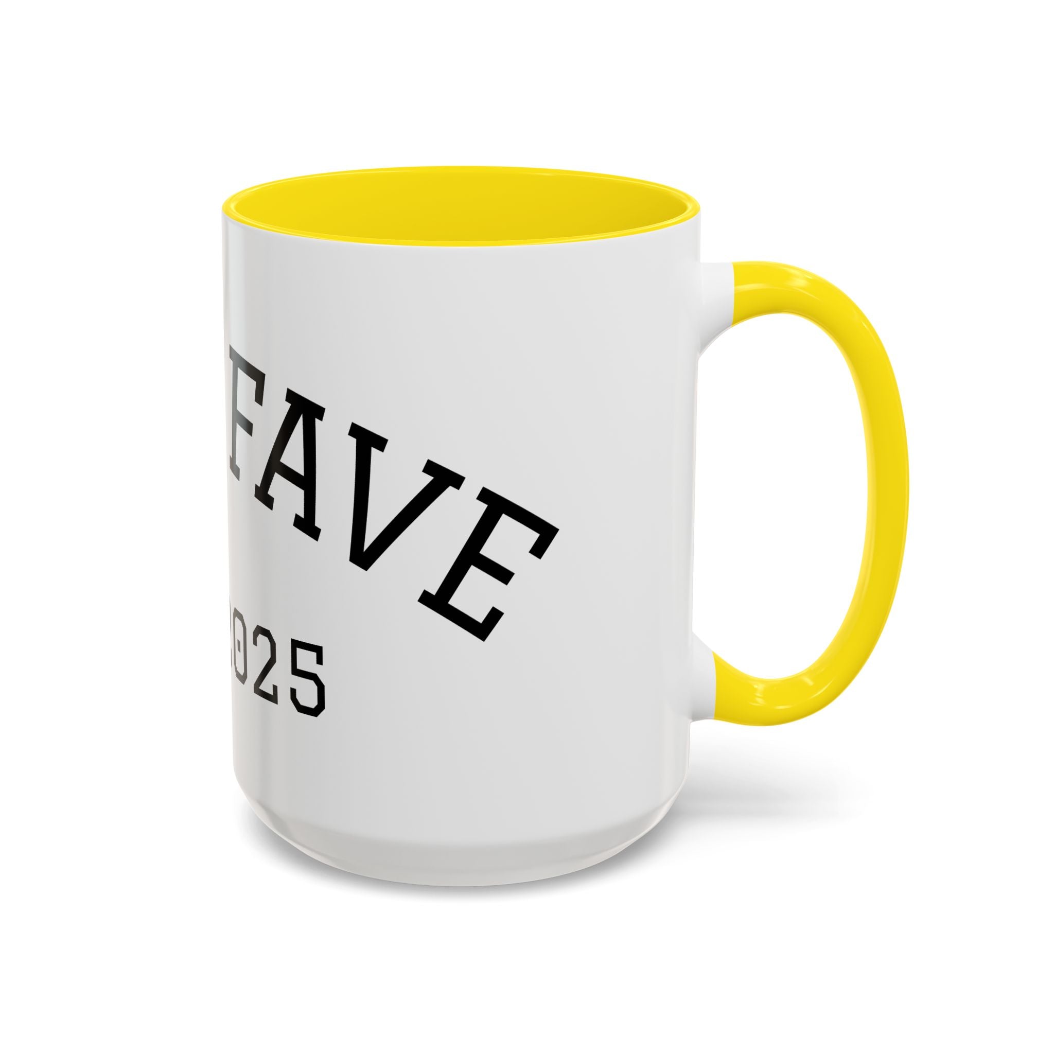 Accent Coffee Mug – "Dad's Fave" Established 2025, Black-Handle Personalized Gift