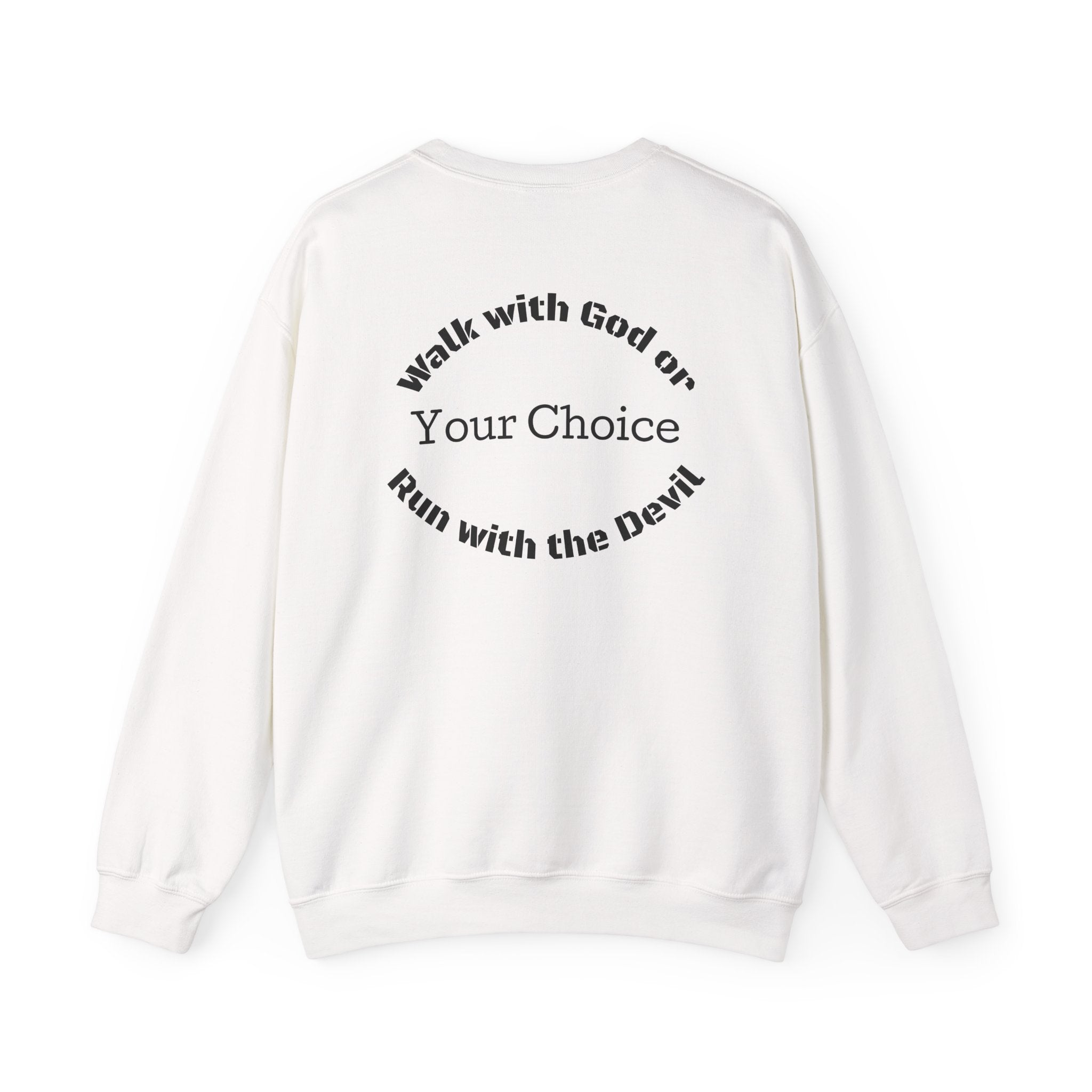 Christian Crewneck Sweatshirt — "God Gear Est. 2025" with "Walk with God or Run with the Devil" Back Design