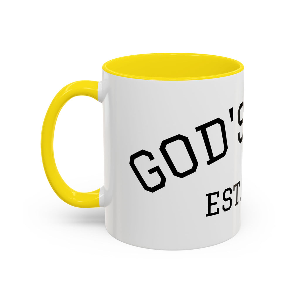 Accent Coffee Mug – "Dad's Fave" Established 2025, Black-Handle Personalized Gift