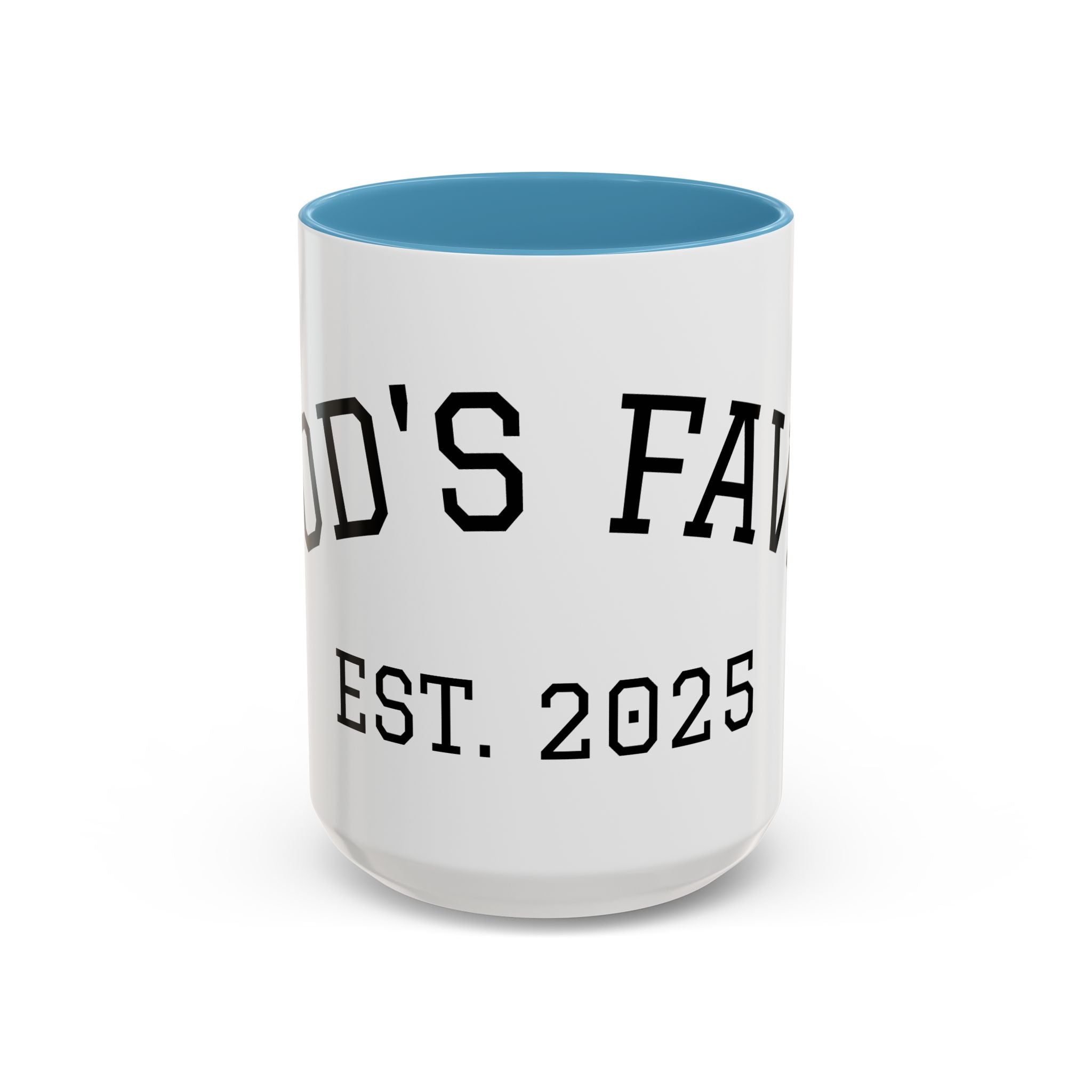 Accent Coffee Mug – "Dad's Fave" Established 2025, Black-Handle Personalized Gift