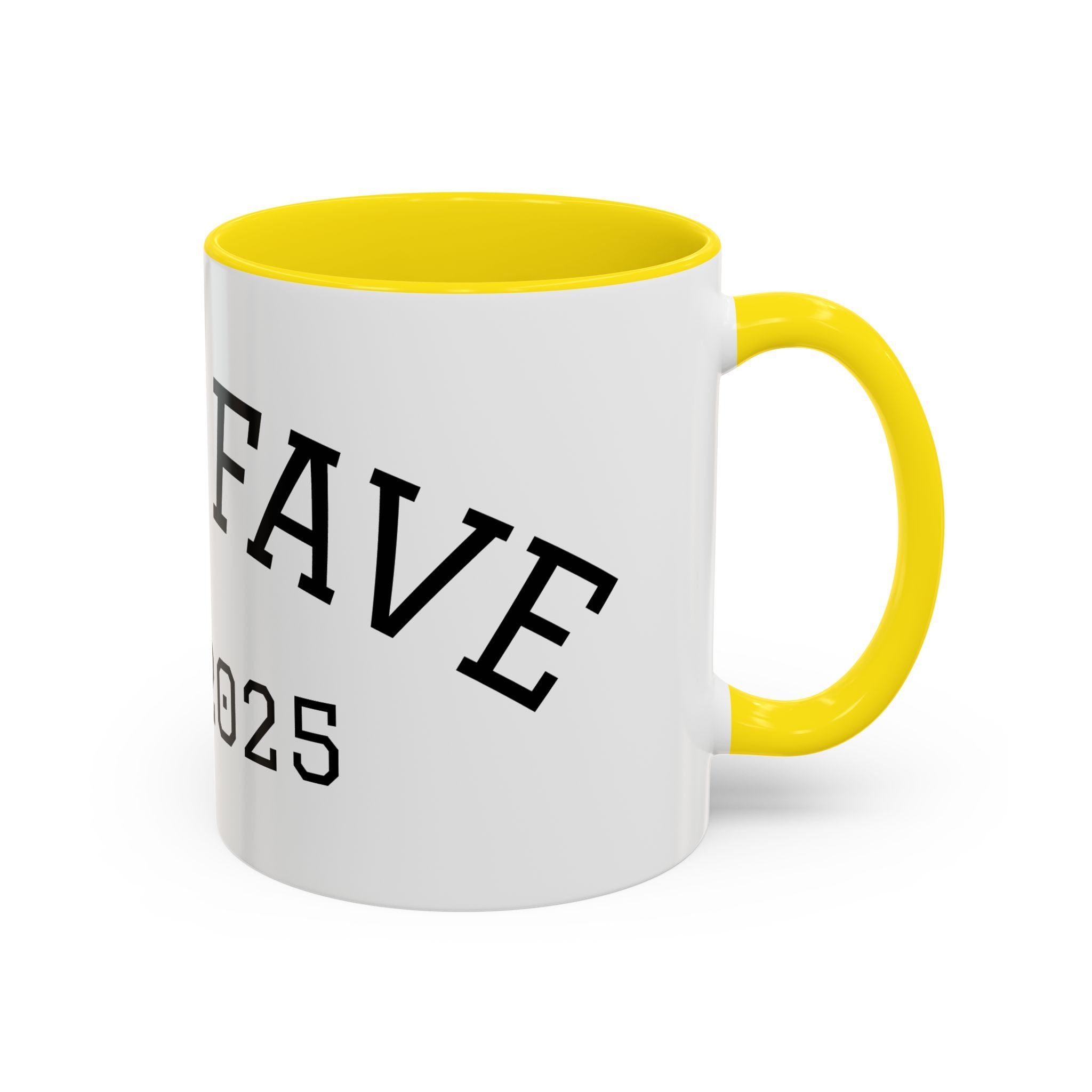 Accent Coffee Mug – "Dad's Fave" Established 2025, Black-Handle Personalized Gift