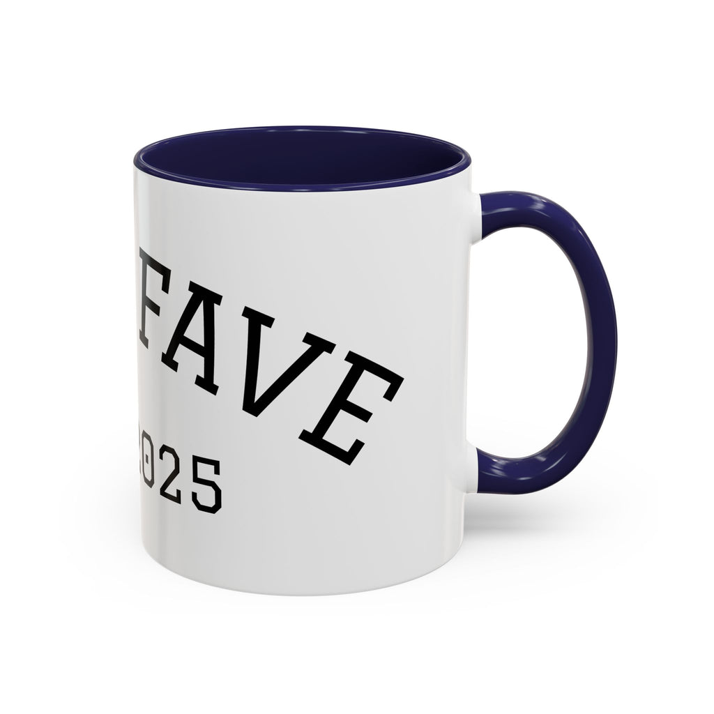 Accent Coffee Mug – "Dad's Fave" Established 2025, Black-Handle Personalized Gift