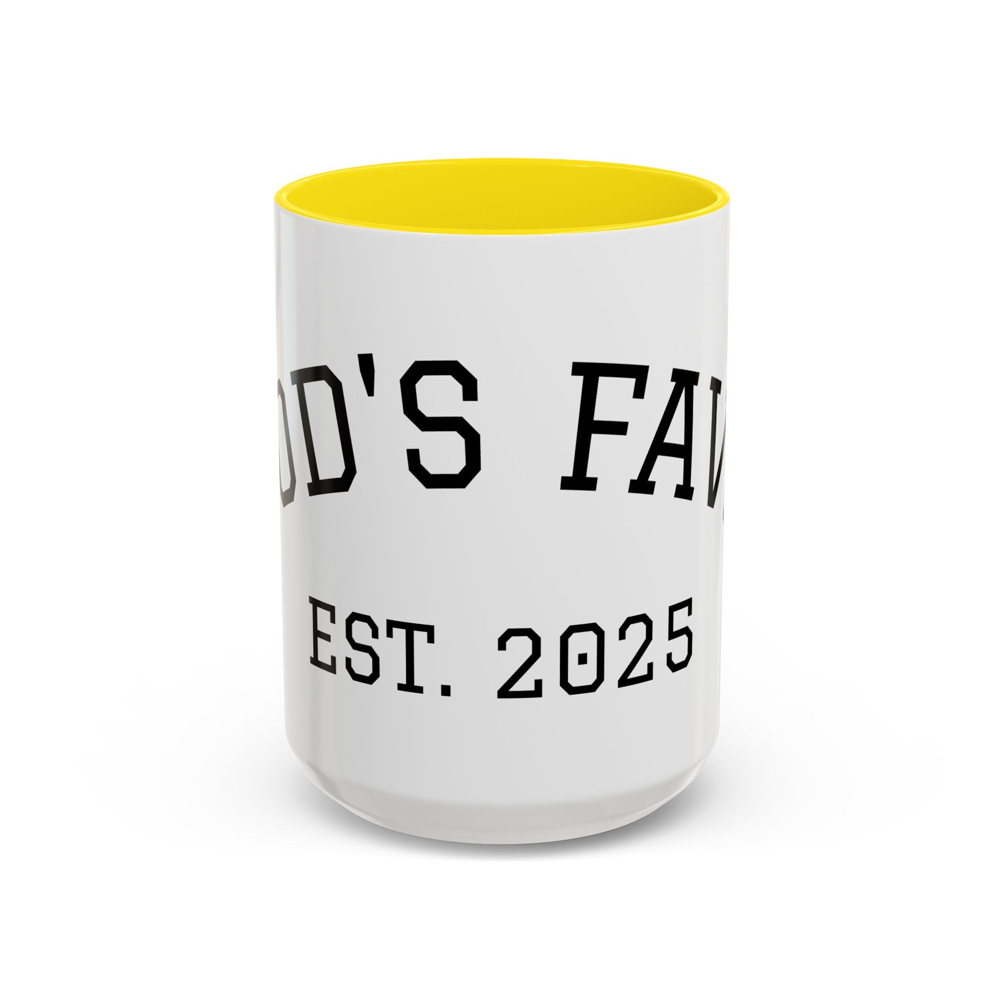 Accent Coffee Mug – "Dad's Fave" Established 2025, Black-Handle Personalized Gift